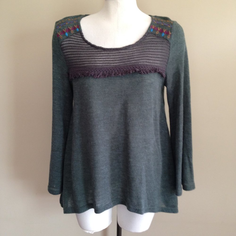 Flying Tomato Aztec Fringe Oversized Sweater
